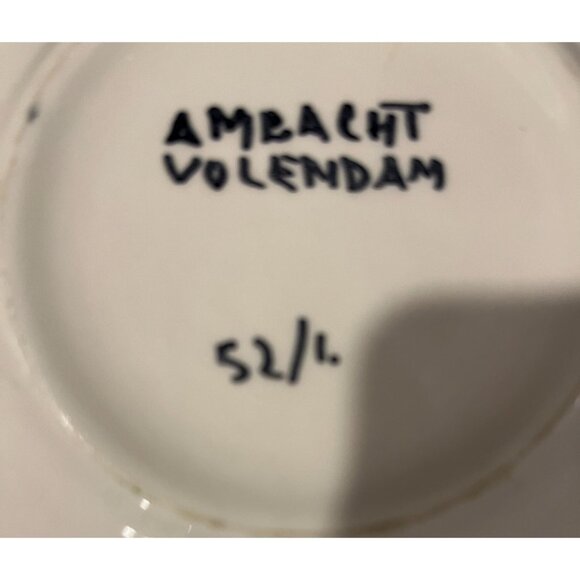 Handmade Ambacht Volendam Decorative Dutch Plate With Blue/Brown Leaf Design - Picture 4 of 4